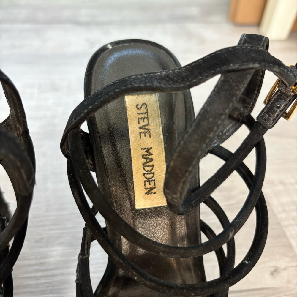 Steve Madden Black Multi-Strap Heels - Picture 2 of 7
